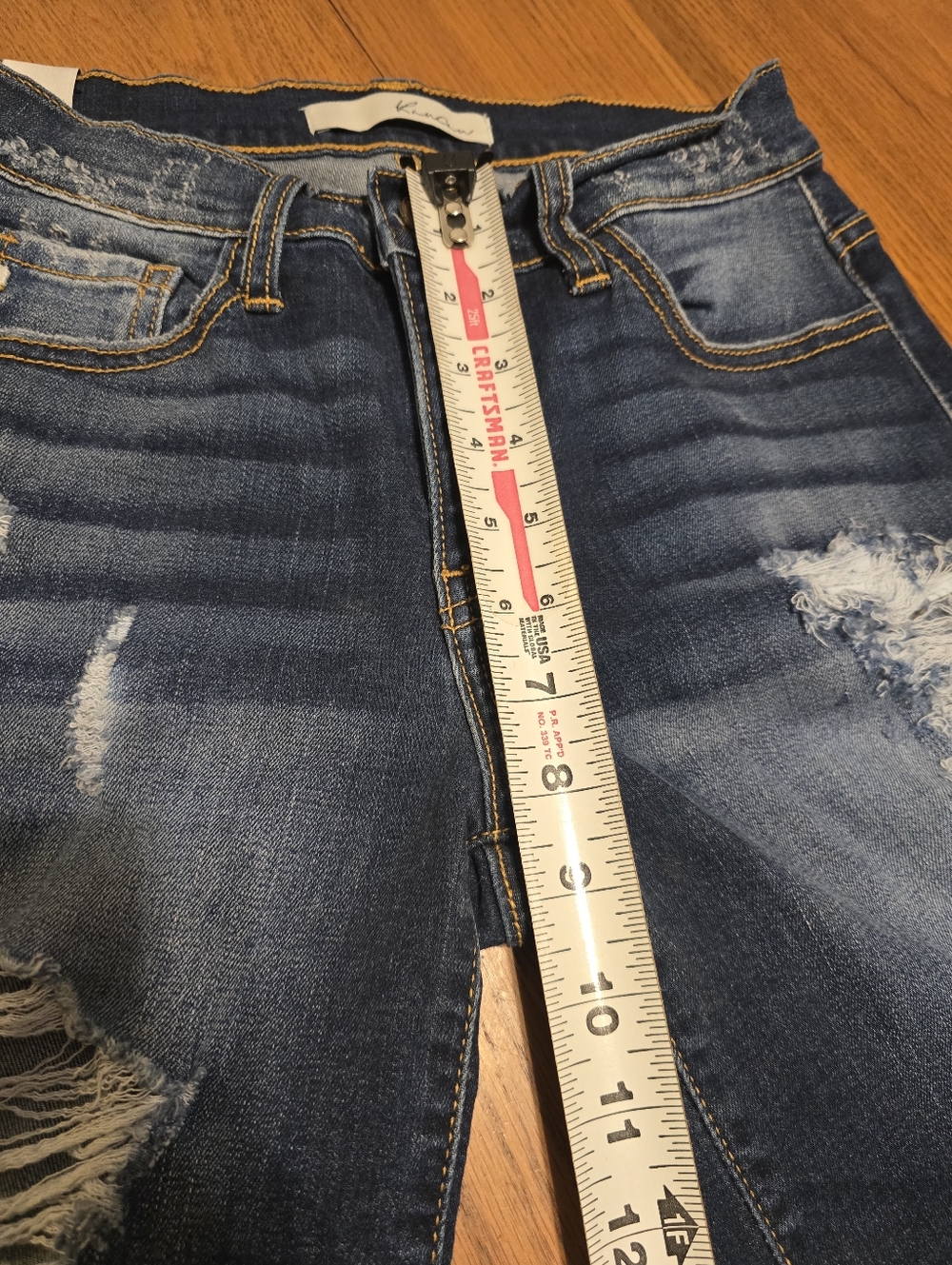 Kancan Women’s Shorts Sz 26 Dark Wash Distressed Destroyed Holes Denim Jean - Picture 12 of 14